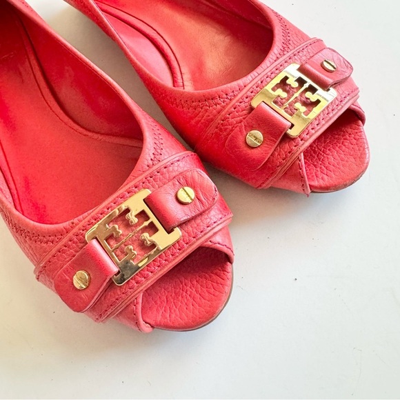 Tory Burch Carnell Peep Toe Low Wedge Shoes Size 7M - Picture 6 of 12